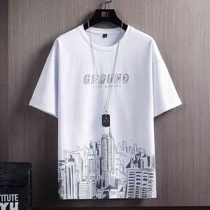 Erkek T-Shirt Moda Marka Yaz Rahat Kısa Kollu Tişörtleri Erkekler Streetwear Şehir Baskı Erkek Harajuku O-Boyun Tee-Shirt 210603 Tops