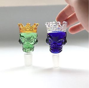 King Skull Big Crown Glass Bowl 14mm 18mm Manlig Dry Herb Holder Röker Tillbehör Verktyg Slide för vattenpipor Bongs Vattenrör Oljeriggar