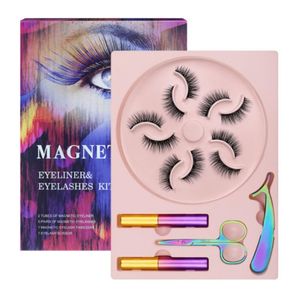 False Eyelashes Magnetic Natural Look With Eyeliner Kit 2 Tubes Of & 5 Pairs Eye Makeup Tools