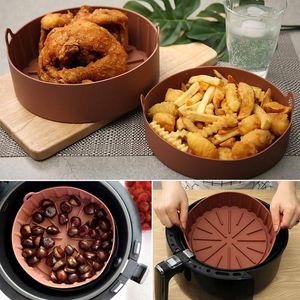 Mats & Pads Air Fryer Silicone Pot Multifunctional Reusable Liner Heat Resistant Oven Accessories For Home Kitchen Baking EST