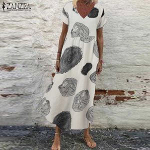 레트로 인쇄 된 Maxi DrWomen의 여름 Sundr2021 잔제 캐주얼 짧은 소매 Vestisdos 여성 V 넥 겉감 5XL x0529