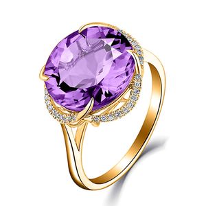 Purple crystal amethyst gemstones zircon diamonds rings for women 18k gold color jewelry bijoux bague party fashion gifts