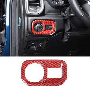 Auto-Scheinwerferschalter-Trim-Dekorationsabdeckung für Dodge RAM 1500 18–20, rote Kohlefaser