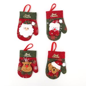 Świąteczne dekoracje Widelec Nóż Sztućce Uchwyt Tableware Bag Santa Snowman Reindeer Rękawiczki Kształtne Ozdoby XBJK2109