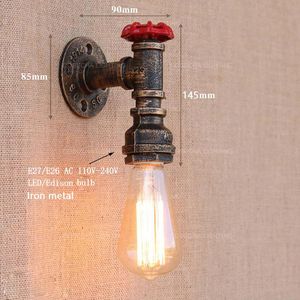 Lampa ścienna Vintage Brązowe Kinkiety Wodne Przemysłowe Lampy E27 w Bar Restauracja Centrum handlowe Retro Dekoracyjne Wnętrze Światło