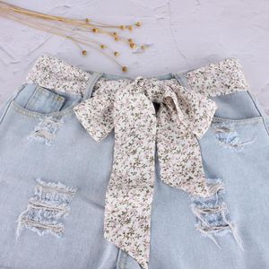 Cinto De Flor De Seda venda por atacado-Cintos moda coreano para mulheres vestido tecido lenço de seda flores fita cintura cintura faixa feminina corda cinta
