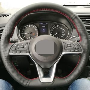 Black Artificial Leather Steering Wheel Cover For Nissan Kicks X-TRAIL 2017 March Rogue Qashqai 2017 Serena Car Styling