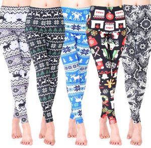 Leggings 3D più spessi per ragazze Babbo Natale Natale Moda Natale Fiocco di neve Cervo Stampato Leggings da donna Pantaloni aderenti elasticizzati