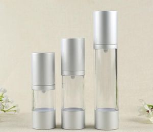 High Quality 1OZ Airless Pump Cosmetic Lotion Bottles Matte Silver 30ML Travel Empty Cylinder Vacuum Facial Cream Bottle Wholesale SN2185