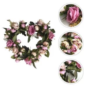 Decorative Flowers & Wreaths 1 Pc Garland Ornament Colorful Wreath Decor Heart Hanging For Door Wall