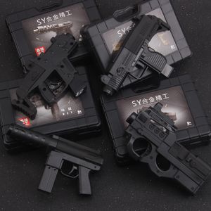 Alloy Mini Pistol Gun Toy Model P90 TEC-9 Submachine Shoot safe Bullets For Adults Collection Boys Birthday Gifts
