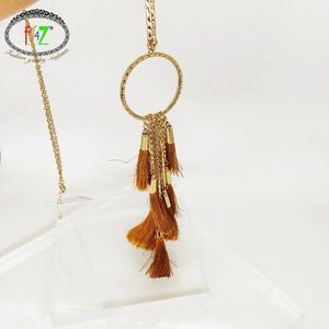 Pendant Necklaces F J4Z Fashion Women Long Necklace Designer Brown Tassel Big Circle Geo Female Jewelry Gifts