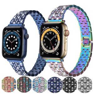 Smarta remmar rostfritt stål diamant metall klockband smart rem för Apple Watch Ultra 8 7 6 5 4 3 2 Se Watchband Armband IWatch Series Accessories 38 41 45 49mm JKM4