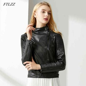Women Pu Leather Jacket Female Long Sleeve Short Design Basic Soft Coat High Street Motorcycle 210423