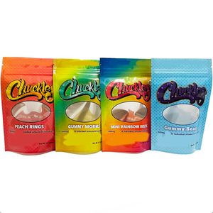 Chuckles gummy edibles mylar packaging bags smell proof peach rings worms mini rainbow belts bear stand up package with window