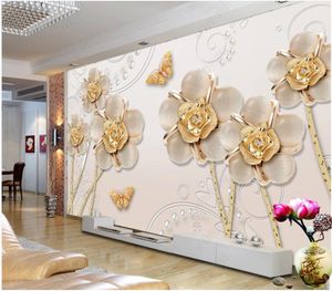 European style 3d murals wallpaper for living room jewelry butterfly love flower wallpapers 3D background wall