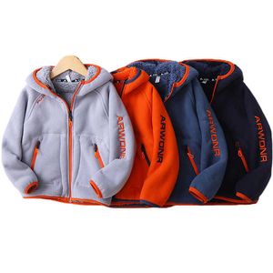 Boys Girls Jackets 2021 Autumn Winter Kids Boys Outerwear Windproof Hooded Jackets For Children's Polar Fleece Coats H0909