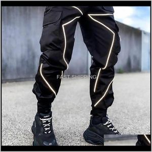 Herrenbekleidung Bekleidung Herren Jogger Haremshose Reflektierend gestreift Streetwear Hip Hop Jogginghose Harajuku Herbst Track Cargo Pant Trouse