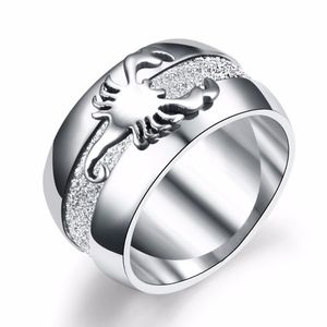 Wedding Rings 10mm Rhodium Plated Punk Scorpion Ring Vintage Dull Polish For Men Women 316L Stainless Steel Charms JR2197