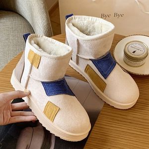 Winter 2021 fashion and comfortable warm snow boots outdoor patchwork color velvet thickening personality cotton shoes