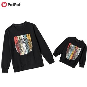 Frühling und Herbst Queen Princess Letter Print schwarze Baumwoll-Sweatshirts für Mom Me 210528