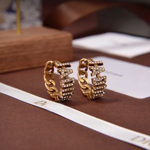 Wholesale Fashion Charm earrings J letter with stones for women party wedding lovers gift jewelry engagement Bride