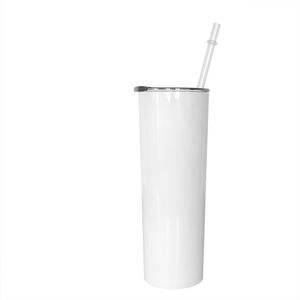 20oz diy sublimering tumbler tomma raka muggar rostfritt stål termos-cup diy kopp bil kaffemugg vattenflaska med halmlock zl0020