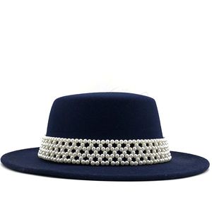 シンプルな男性女性ワイドブリム暖かいウールフェルトジャズFedora HatsレトロなスタイルのソリッドカラーパナマハットTrilby Partyフォーマル帽子56-58cm A6