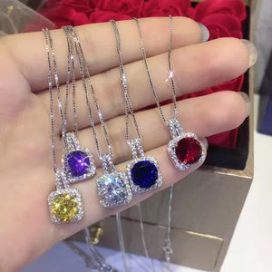 Fashion Necklaces Pendant Jewelry s925 Sterling Silver Round Cut Cubic Zirconia CZ Party Clavicle Chain Diamond Women Cute Valentine's Day Gift N009
