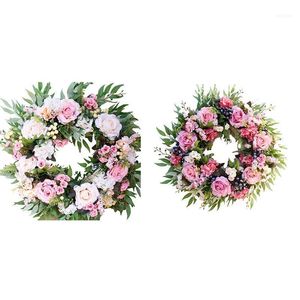 Grinalda de porta rosa flor artificial grinaldas de grinaldas para decoração de casamento casa fazenda de festa de casas decor1