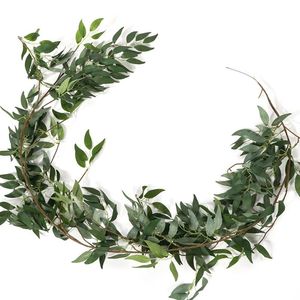 Flores decorativas Wreaths Willow Decoration Simulation Wicker Green Folhas de cana -de -cana de casamentos Plant Rattan est