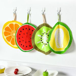 Dish Cloths Wiping Napkin Lovely Fruit Print Hanging Kitchen Hand Towel Microfiber Towels Quick-Dry Cleaning Rag RH5970