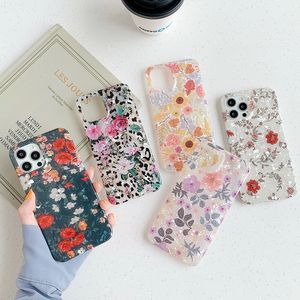 Fashional Shell Grain Floral Design Weiche TPU-Hartplastik-Handyhüllen für iPhone 13 12 11 Pro Max Mini XR XS X 8 7 Plus IMD Flower Case Cover