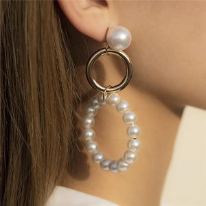 Geometrische Doppel Kreis Perle Baumeln Ohrringe Frauen Retro Runde Stud Ohrring Europäischen Business Party Geschenk Ohr Tropfen Schmuck Zubehör