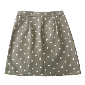 Skirts High Waist Mini Skirt Women 2021 Summer Fashion Dot Print Female Zipper Back Casual Bag Hip A-Line Short