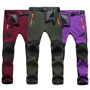 Skidbyxor Vinter utomhus Ski Sofe Shell Handing Camping Womenmen Sport Fleece Climbing Trousers M￤n kvinnor som jaktar