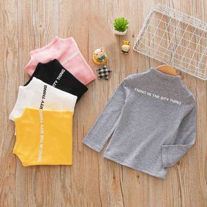 2021 herbst Baumwolle Kinder Basis T Shirts Baby Jungen Mädchen Kleidung Langarm Rollkragen Casual T Shirt Tops Kinder T-shirt g1224