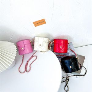 Barnens mini bucket väska mode läder plånböcker och handväskor för barn Små myntpåsar Baby Girl Wallet Clutch Chain Bag
