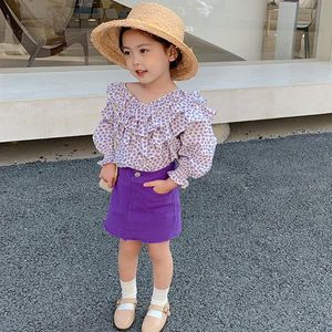 衣類セット女の子秋の服装の花のブラウスのシャツと鉛筆のスカート2021幼児のための子供の女の子パーティードレス