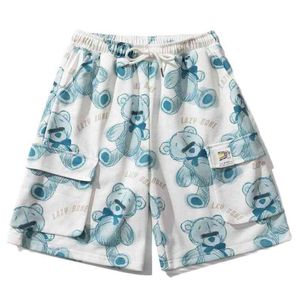 Hip Hop Bear Lalki Pełne Spodenki Mężczyźni Streetwear Graffiti Haftowane Spodenki Spodnie Harajuku Baggy Joggers 2021 Sweatshorts G1209