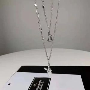 Pendanthalsband Trend Hollow Out Pendants Multilayer for Women Silver Color Hip-Hop Prom Accessories Girl Simple Clavicle Chain