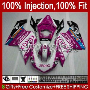 Bodywork Injection For DUCATI 848 1098 1198 S R 1198R 07 08 09 10 11 12 Body 18No.101 848S 848R 1098R 07-12 1098S 1198S 2007 2008 2009 2010 2011 2012 XEROX Rose OEM Fairing