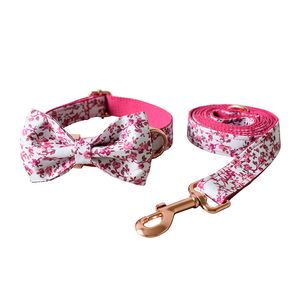 Rose Pet Dog Collar Leashes Bite Resistant Pets Collars Leash Set Teddy Pug Chihuahua Puppy Supplies