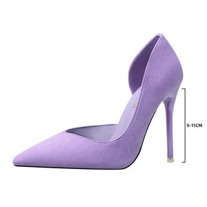 Dress Shoes 2021 Women's Stiletto High Heels Suede Female Pointed Toe Office Party Heel Height 10cm Ladies Shoe