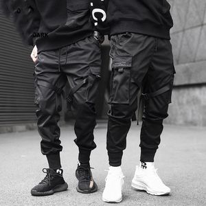 Мужские брюки мужчины Joggers Multi-карманный эластичный талию гарема хип-хоп уличные спортивные штаны карандаш Techwear