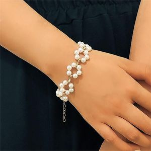 Wholesale multi strand pearl bracelet for sale - Group buy Fashionable Personality Design Mori Cold Wind Braided Pearl Bracelet Women S Simple Beaded Multi Layer Flower Jewelry Gift Beaded Strands