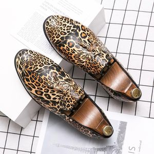 Dress Shoes Tassel Leopard Print Design Loafers Cover Foot Casual Night Party Fashion Trend Men's Catwalk Shoes38-48