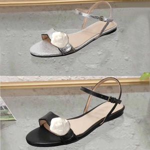 Box Classic Lady Sandals 버클 금속 가죽 평면 바닥 해변 여성 신발 디자이너 고급 여성 대형 크기 미국 11 3 42 41