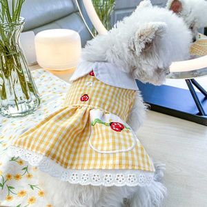 Cachorrinho gato roupas margarida flor clássico vestido para cão pequeno primavera verão meninas branco bowknot girassol saia bonito