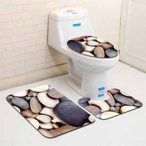 3Pcs/set Bathroom Mat Set Anti-Slip Kitchen Bath Mat Carpet Bathroom Toliet Rug Washable Beach Style 210724